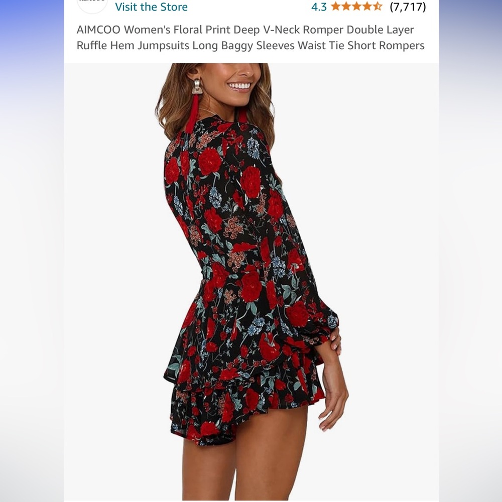 Women’s floral print deep v-neck romper NWOT